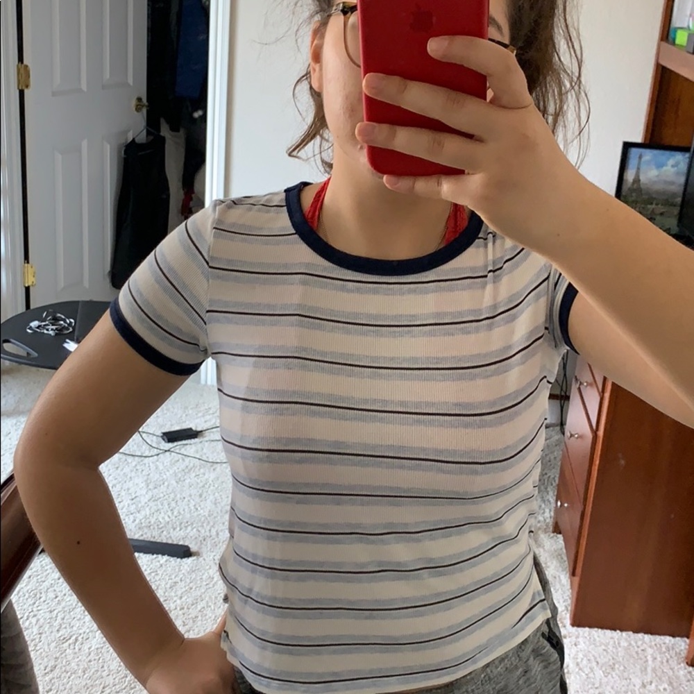 ae blue striped t shirt